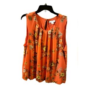 Floral Sleeveless Top - Orange